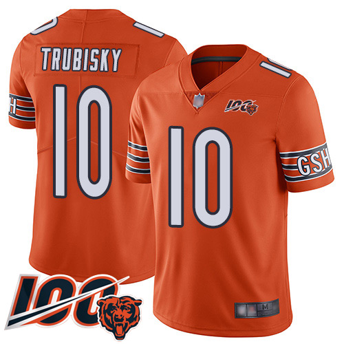 Chicago Bears Limited Orange Men Mitchell Trubisky Alternate Jersey NFL Football #10 100th Season->youth nfl jersey->Youth Jersey
